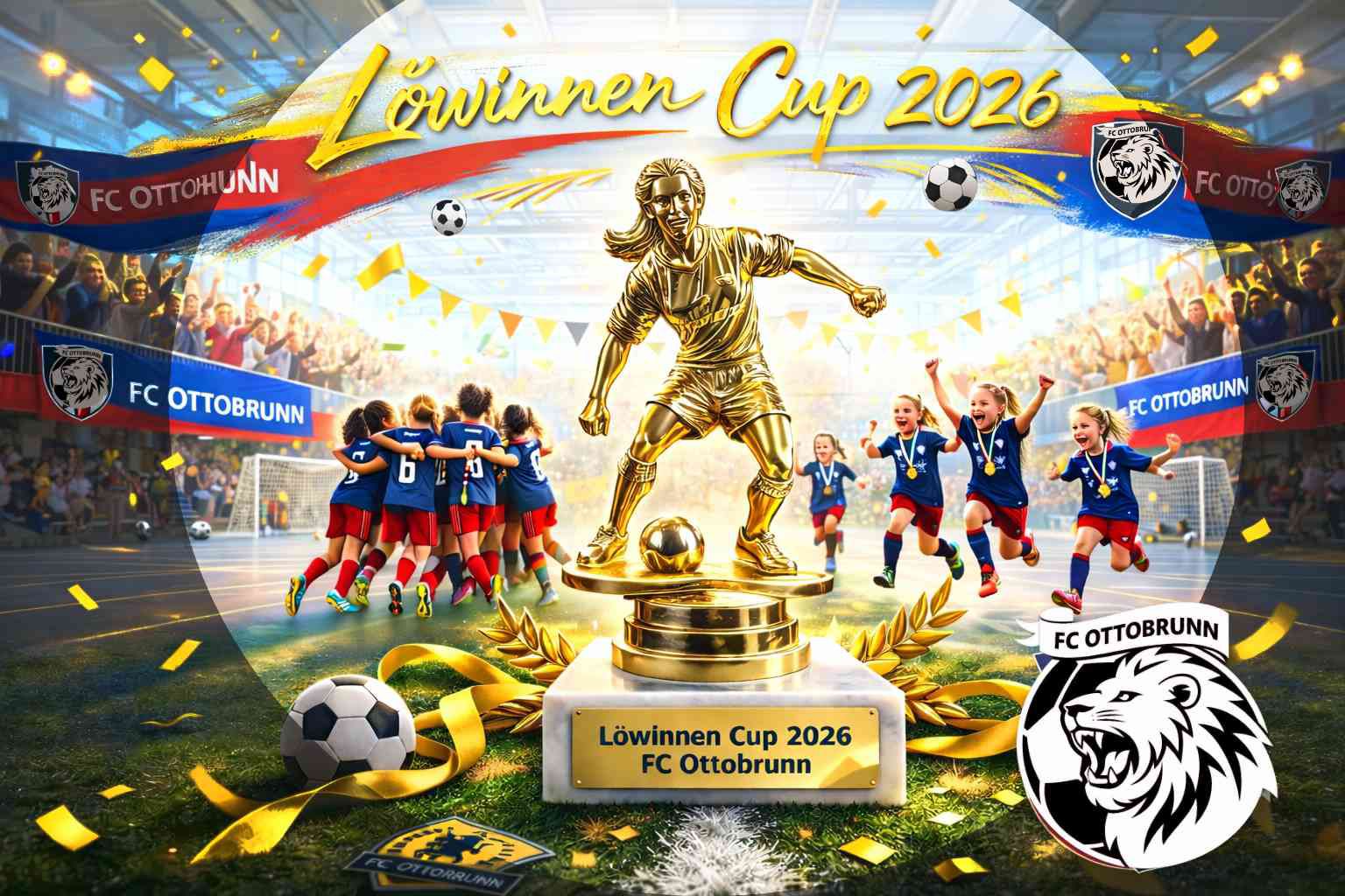 Löwinnen-Cup Titelbild mit Pokal 2026